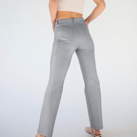 NWT Wilfred Melina Marble Grey Vegan Leather Pants, Size 16 - Picture 2 of 9